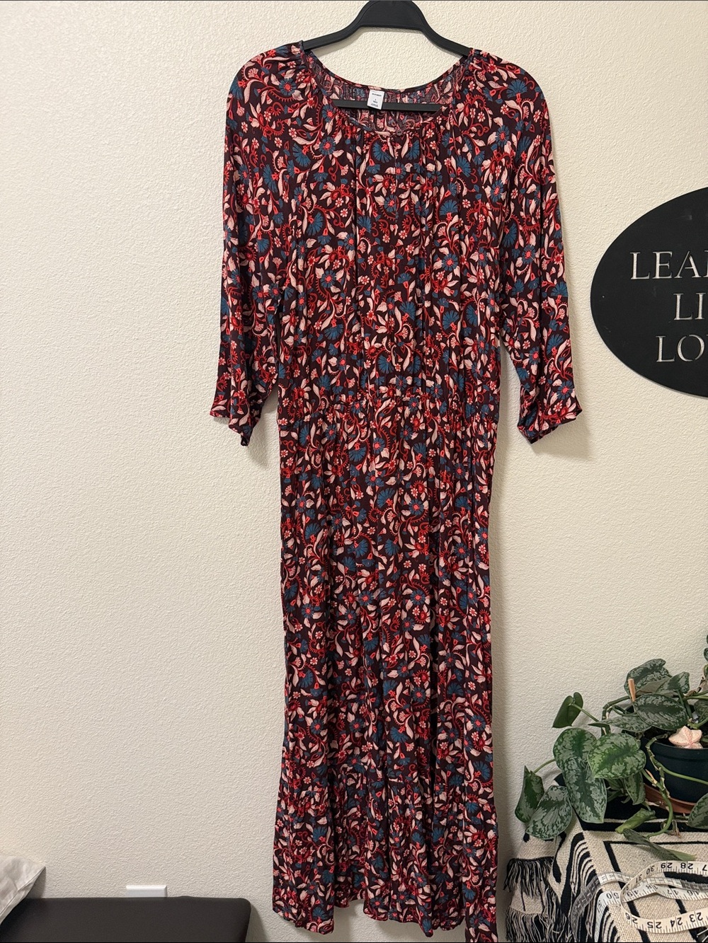 Women's Red Floral Maxi Dress - Unbranded